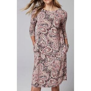 J.Jill Wearever Collection Paisley Midi Shift Dress Medium Stretch Office Casual